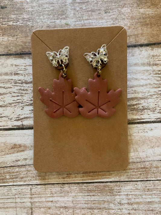 Butterfly Earrings - Brown Autumn Leaf