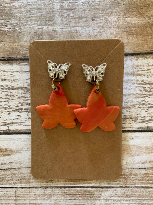 Butterfly Earrings - Bright Autumn Leaf